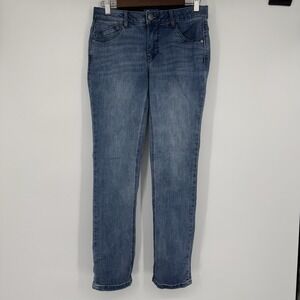 Democracy Skinny Jeans Womens Sz 4 Blue Wash High Rise Ab-Solution Stretch Denim